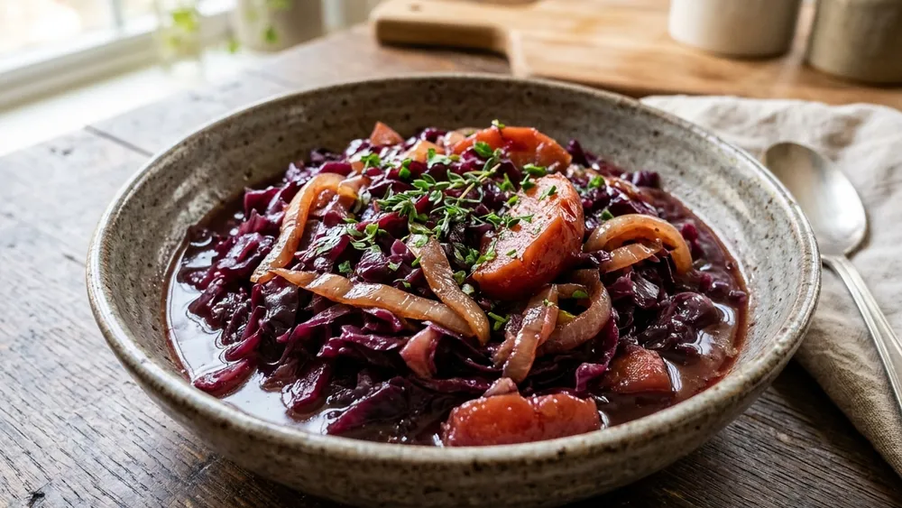 Slow Cooked Sweet & Savory Cabbage