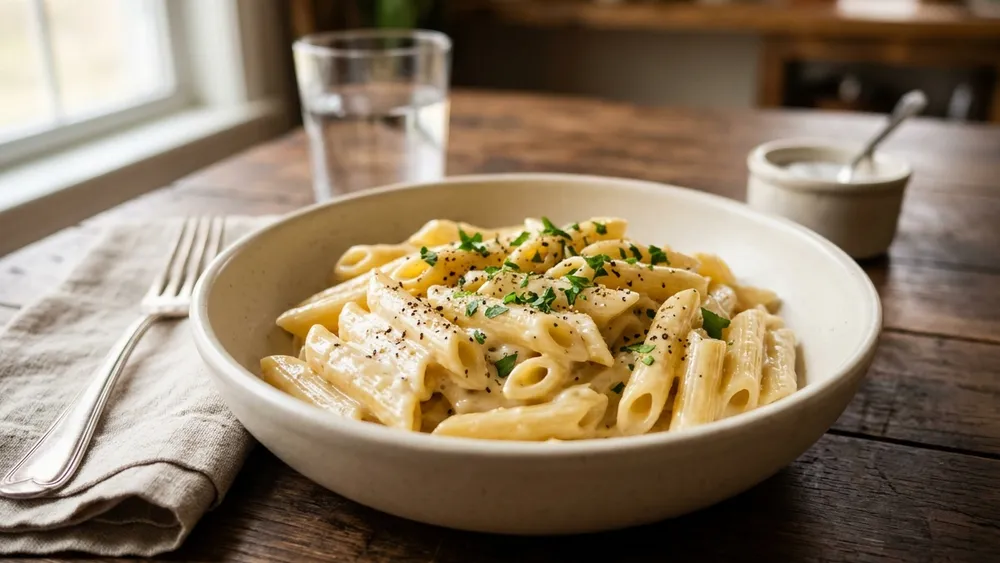 Slow Cooker Creamy Garlic Pasta
