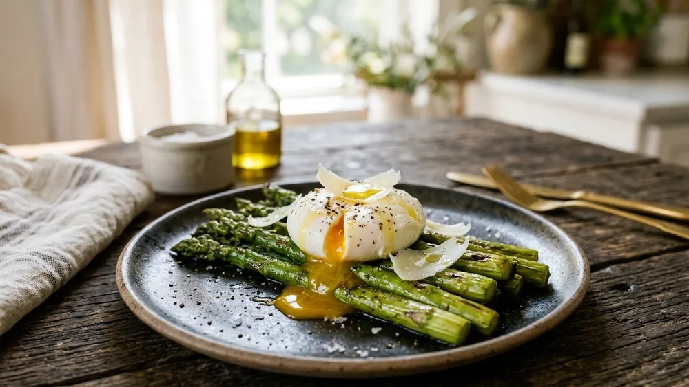 Roasted Green Asparagus with Poached Egg