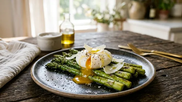 Roasted Green Asparagus with Poached Egg