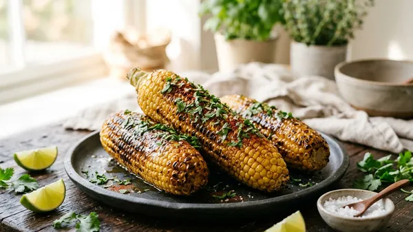 Charred Sweet Corn with Lime-Coriander Butter