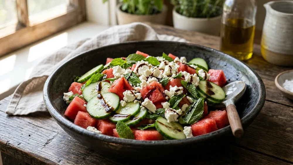 Watermelon, Cucumber & Feta Salad