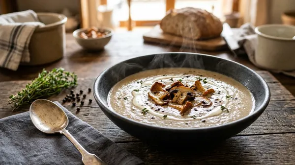 Creamy Wild Mushroom & Thyme Soup