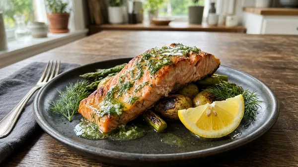 Nordic Baked Salmon with Dill Butter