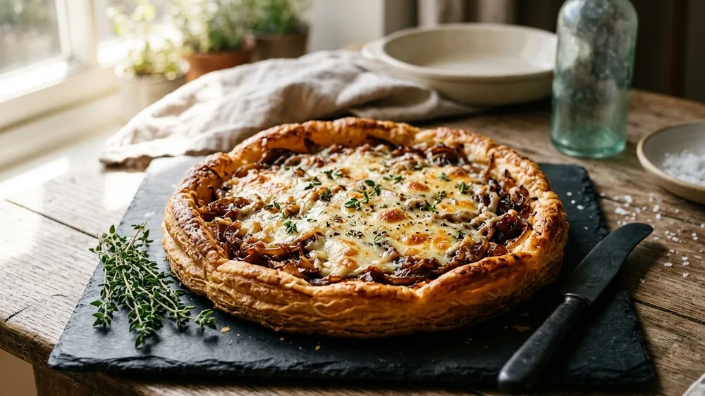 Golden Caramelized Onion & Gruyère Tart